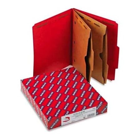 Smead Smead Pressboard Folders, Two Pocket Dividers, Letter, Six-Section, Bright Red, 10/Box 14082